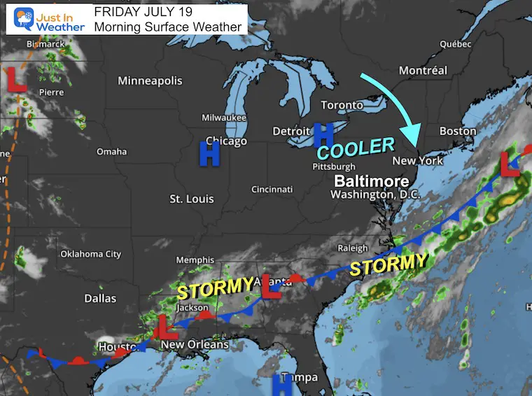 July 19 weather map Friday morning