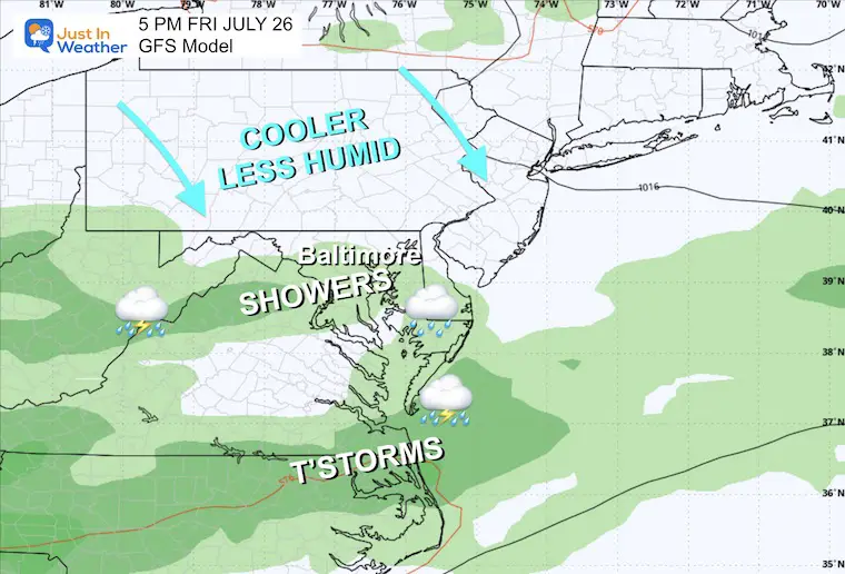 July 19 weather forecast rain Friday