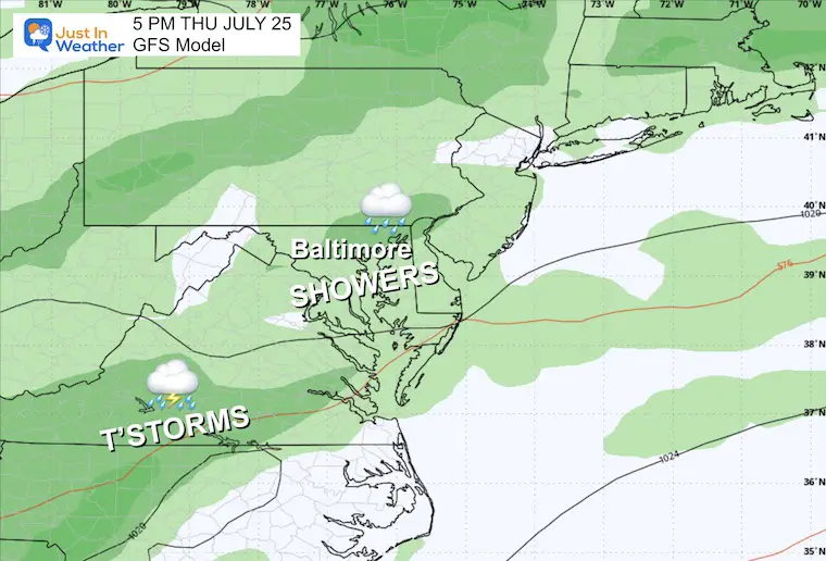 July 19 weather forecast rain Thursday