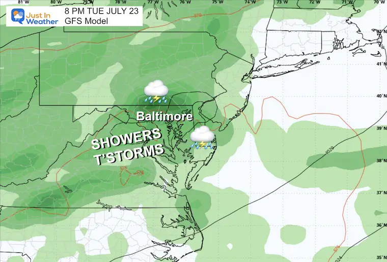 July 19 weather forecast rain Tuesday