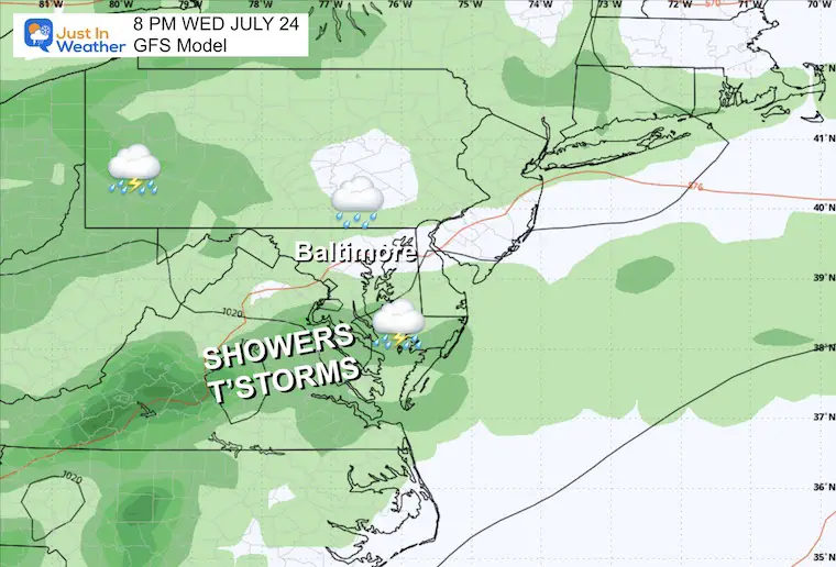 July 19 weather forecast rain Wednesday