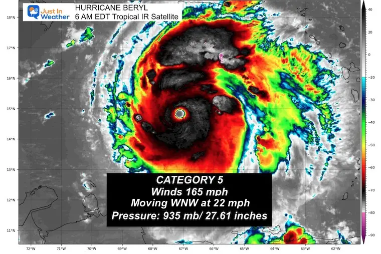 July 2 weather Hurricane Beryl Satellite Tuesday 6 AM