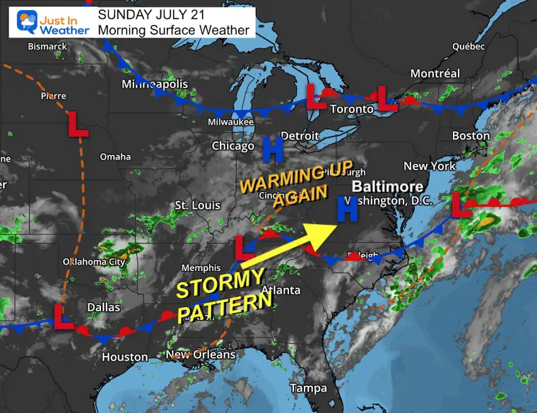 July 21 More Sun And Hotter Today With Spotty Storms Then More Storms ...