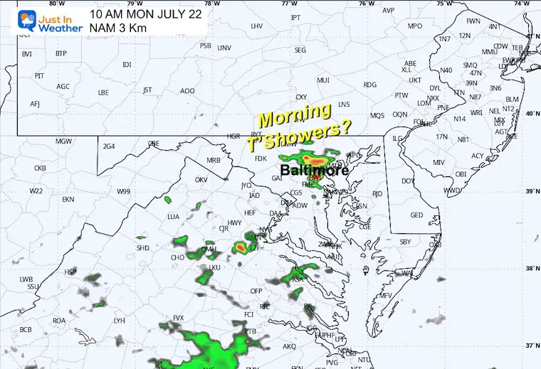 July 21 weather Monday morning radar thunderstorms