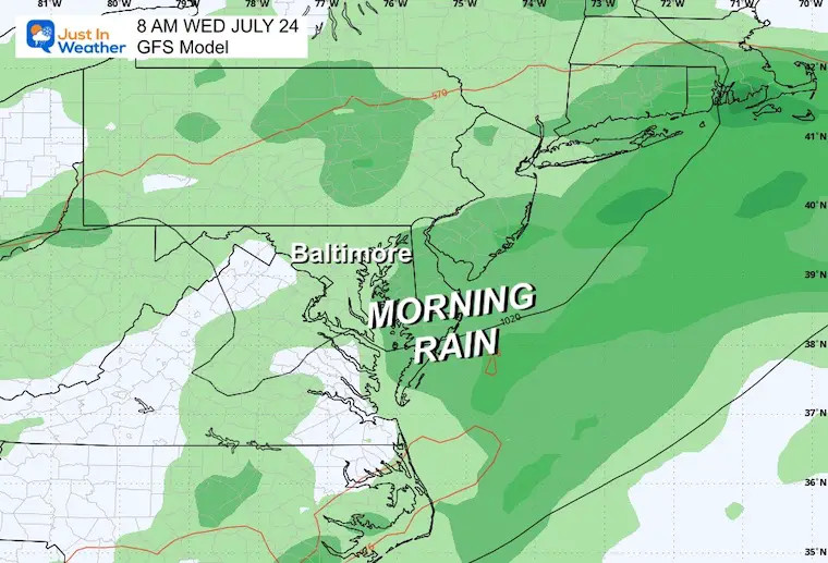 July 22 weather forecast rain Wednesday