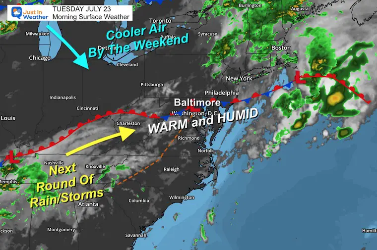 July 23 weather Tuesday morning