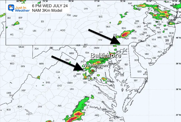 July 23 weather storm radar Thursday evening