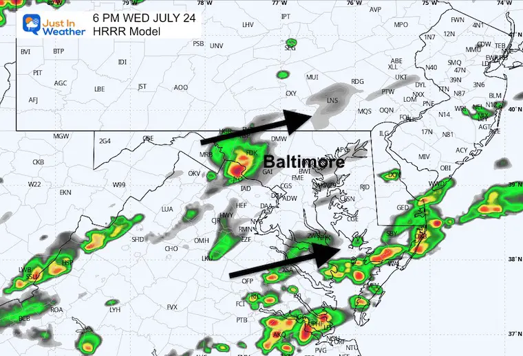 July 24 weather forecast radar Evening HRRR