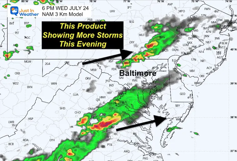 July 24 weather forecast radar Evening NAM 3 Km