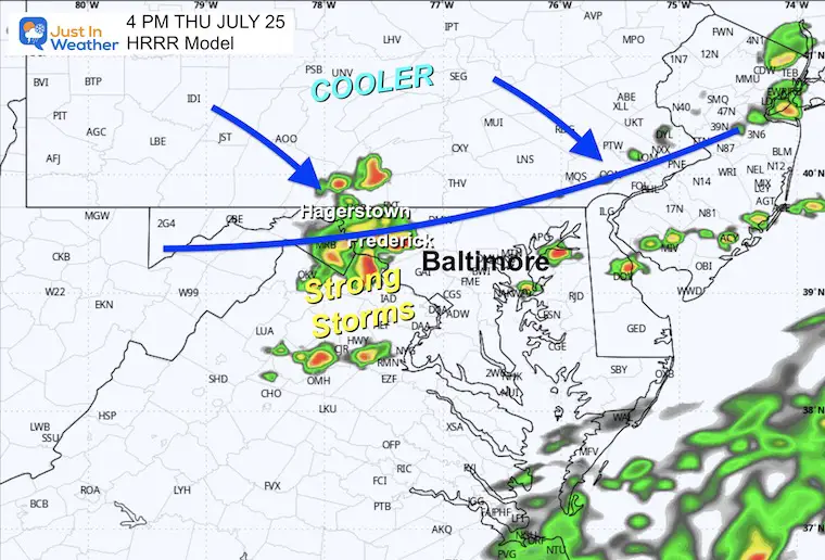 July 25 weather forecast radar Thursday 4 PM