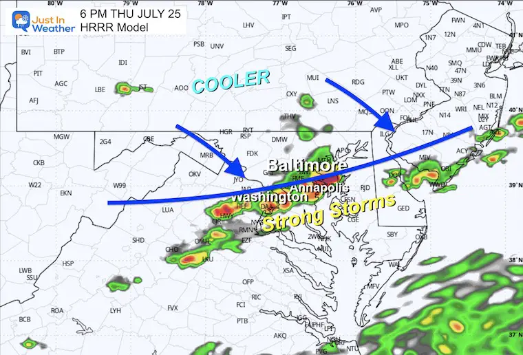 July 25 weather forecast radar Thursday 6 PM