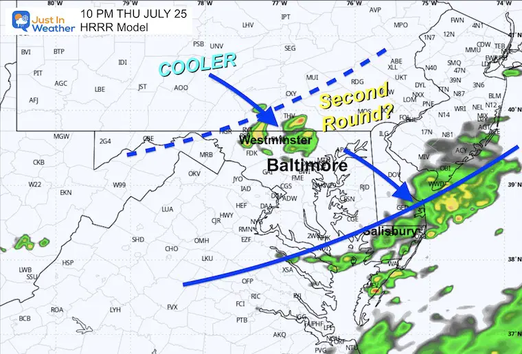 July 25 weather forecast radar Thursday 10 PM