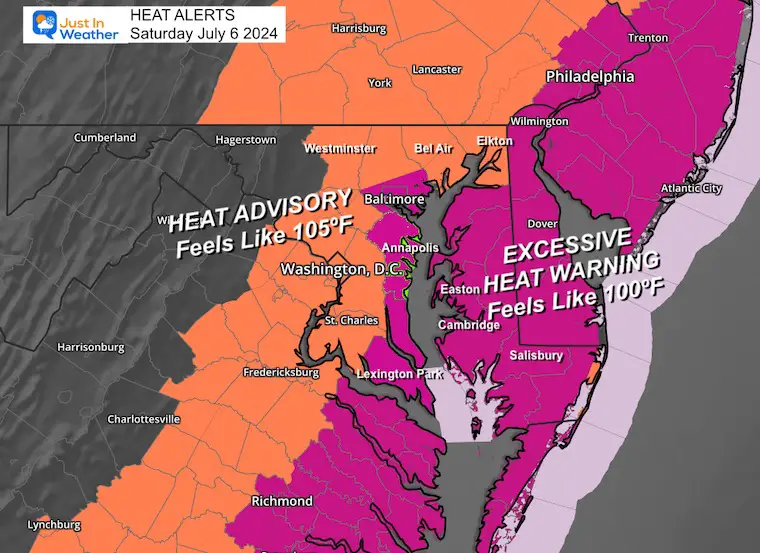 July 6 weather Heat Warning Saturday