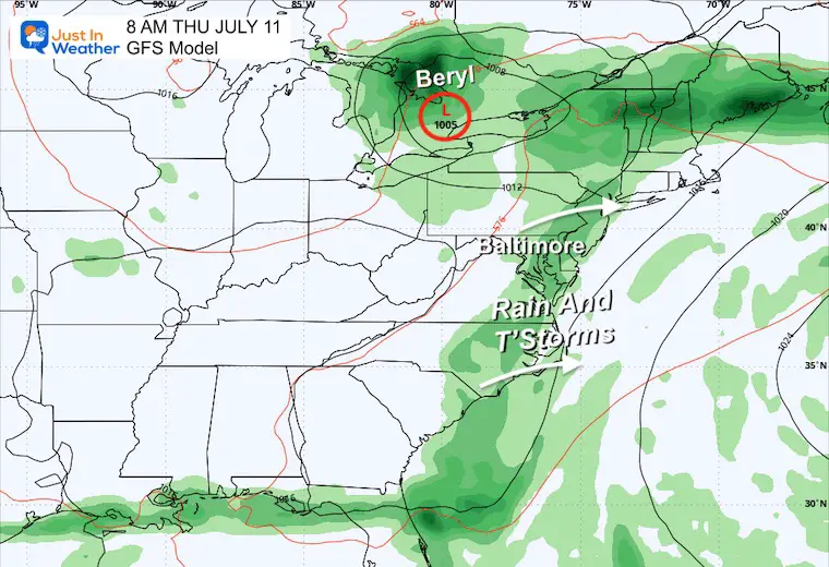 July 8 weather Beryl storm rain Thursday morning