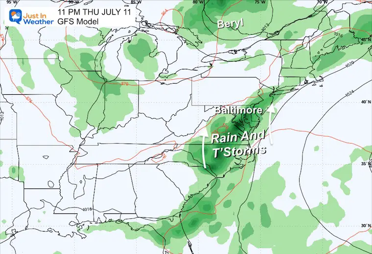 July 8 weather Beryl storm rain Thursday night