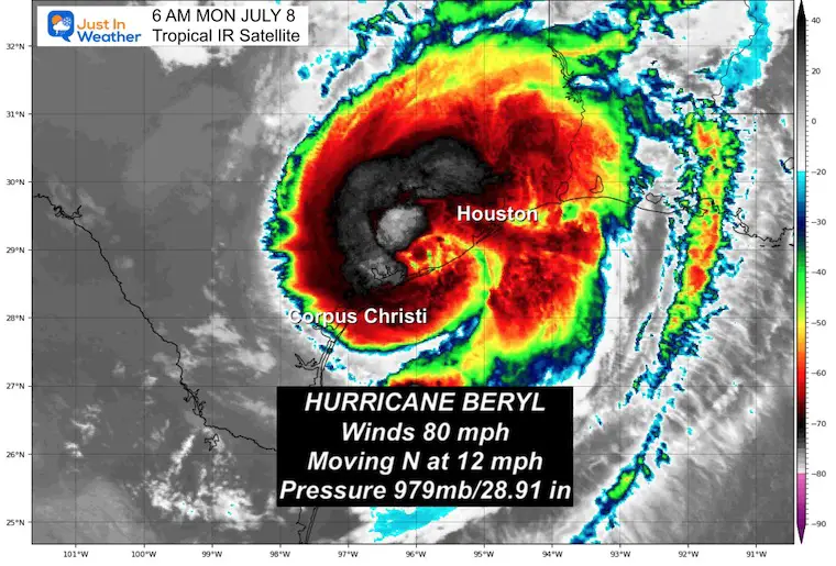 July 8 Hurricane Beryl landfall Monday