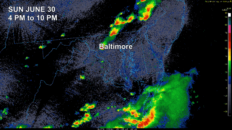 July 1 storm Radar Loop Sunday Maryland