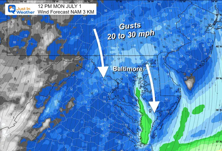 July 1 wind forecast Noon