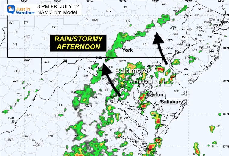 July 11 weather rain forecast radar Friday afternoon