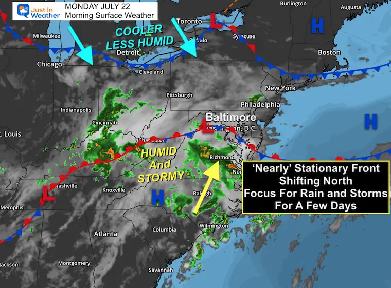 July 22 weather Monday morning