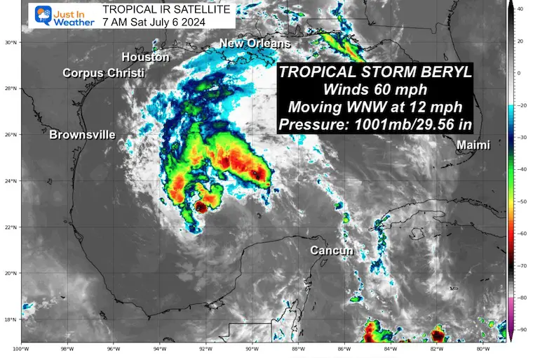 July 6 weather Tropical Storm Beryl Saturday morning