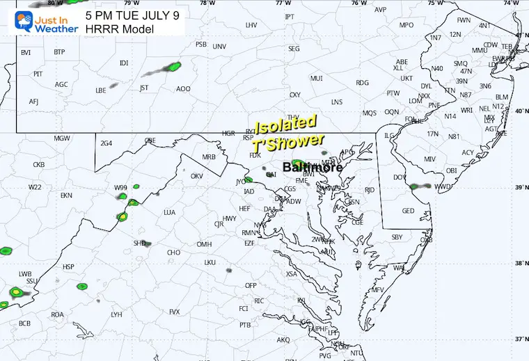 July 9 weather radar forecast 5 PM