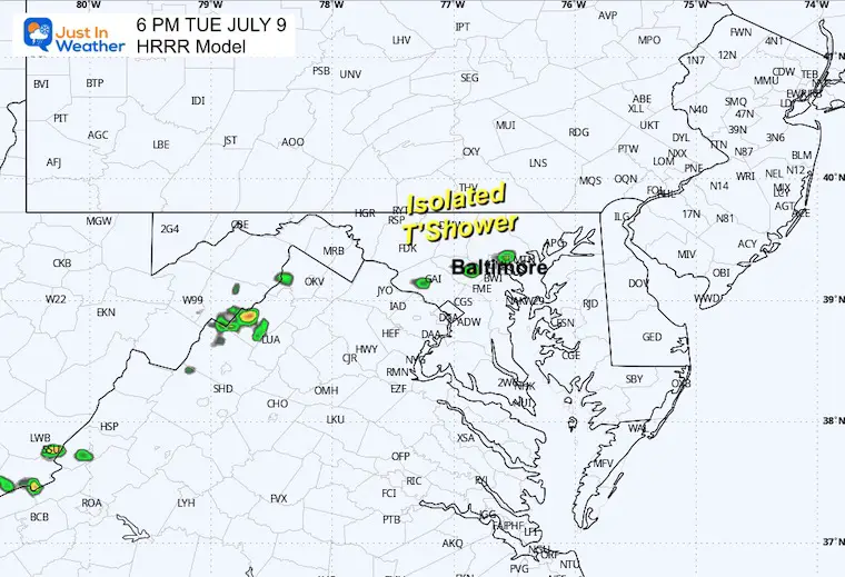 July 9 weather radar forecast 6 PM