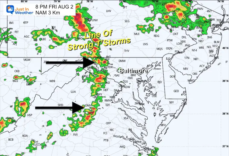 August 1 weather storm forecast radar Friday 8 PM