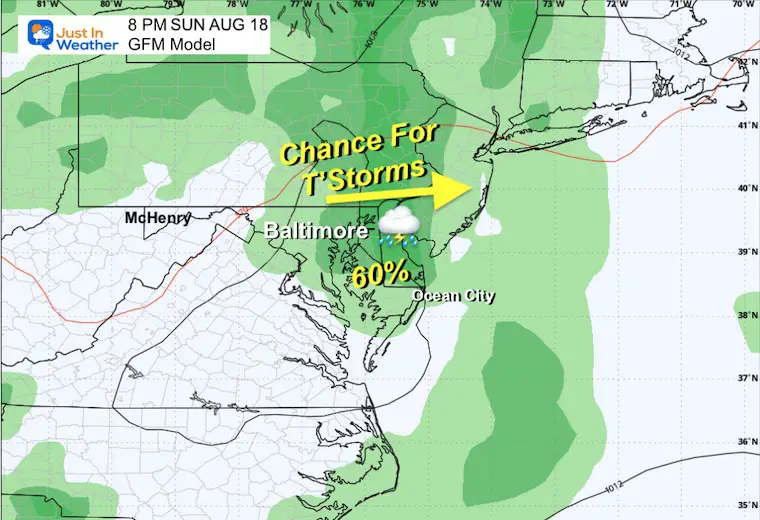 August 14 weather thunderstorms Sunday