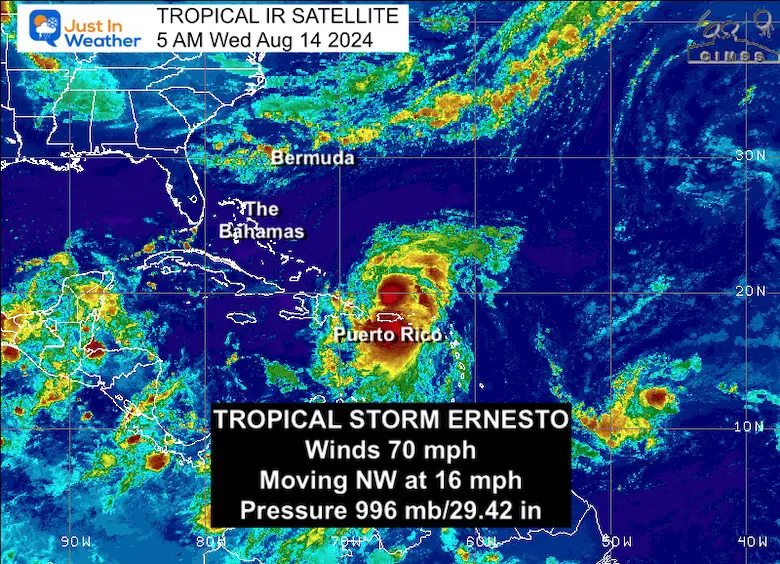 August 14 Tropical Storm Ernesto Wednesday morning