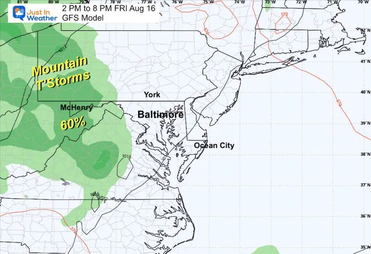 August 15 weather forecast thunderstorms Friday