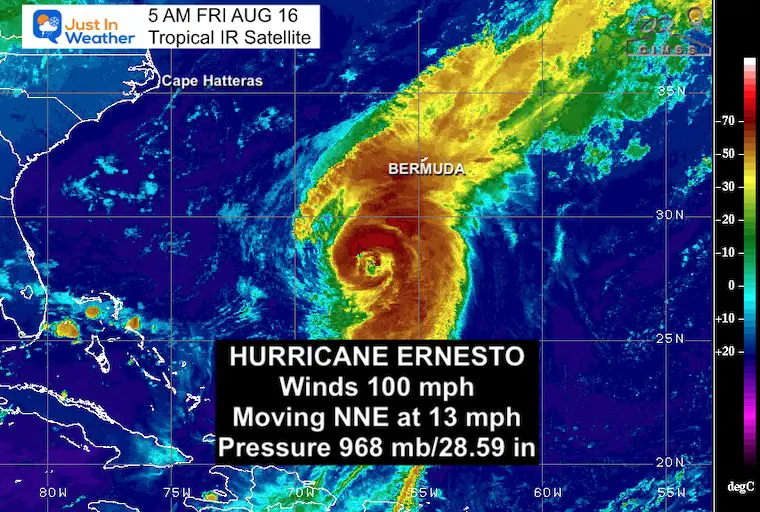 August 16 weather Hurricane Ernesto Friday morning