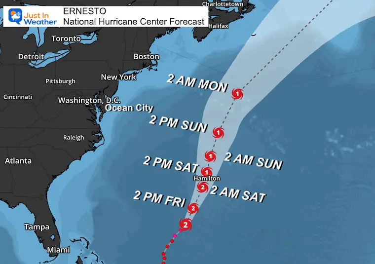 August 16 Hurricane Ernesto Forecast Track National Hurricane Center