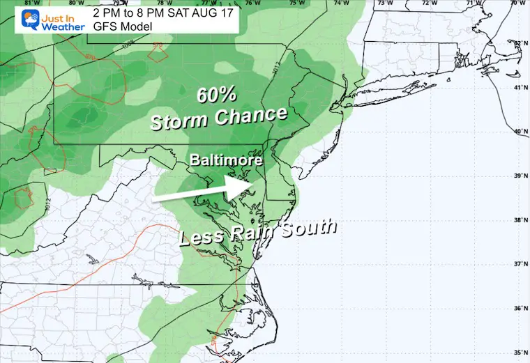 August 16 storm radar forecast Saturday