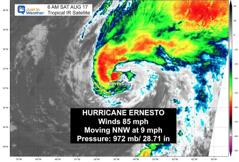 August 17 Hurricane Ernesto satellite Saturday morning