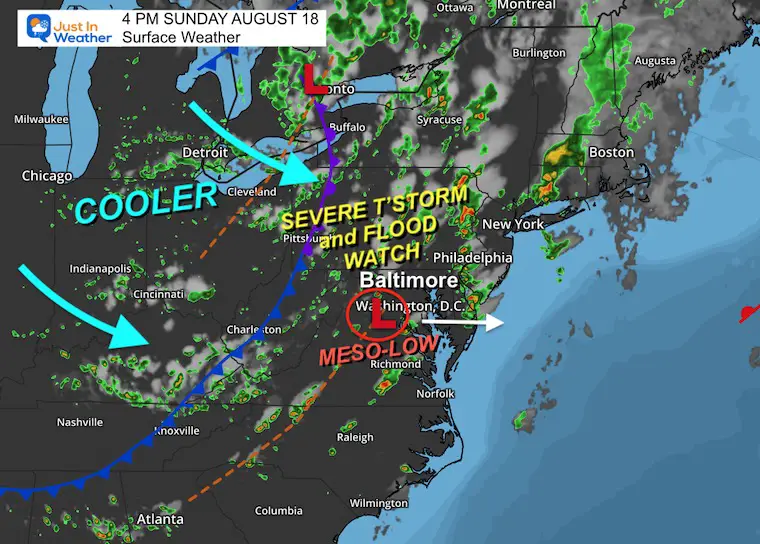 August 18 weather severe thunderstorm Sunday afternoon