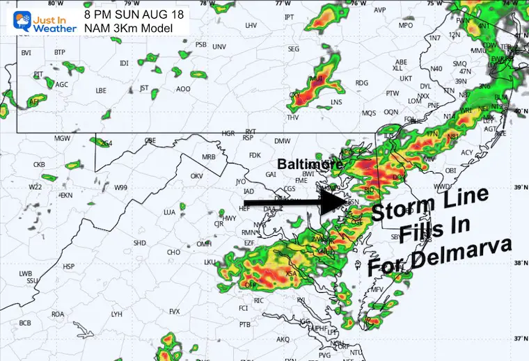 August 18 weather storm forecast radar NAM Model 10 PM