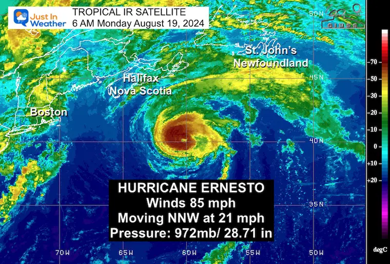 August 19 Hurricane Ernesto Satellite Monday morning