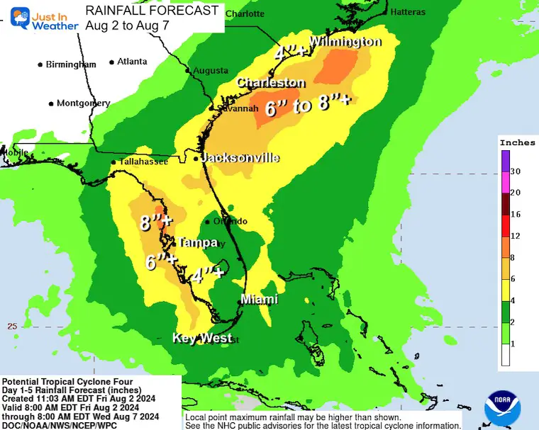 Aug 2 Tropical Storm Rainfall