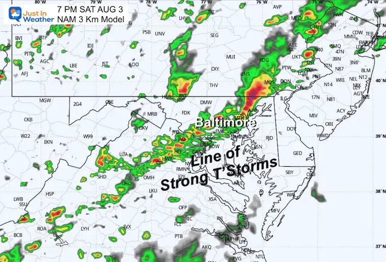 August 2 weather thunderstorms Saturday 7 PM