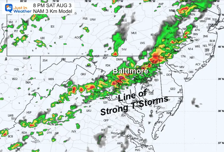 August 2 weather thunderstorms Saturday 8 PM