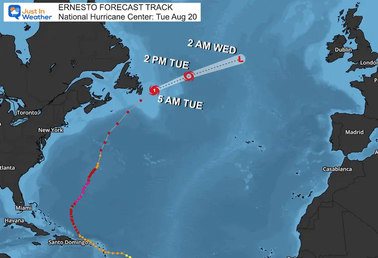 August 20 Hurricane Ernesto Satellite forecast National Hurricane Center