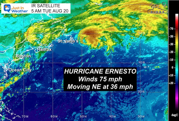 August 20 Hurricane Ernesto Satellite Tuesday morning