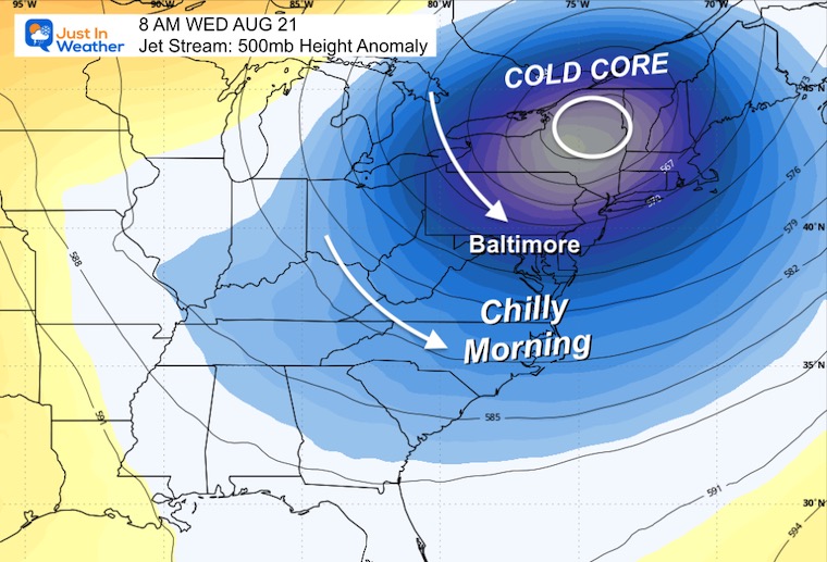 August 20 weather jet stream Wednesday morning