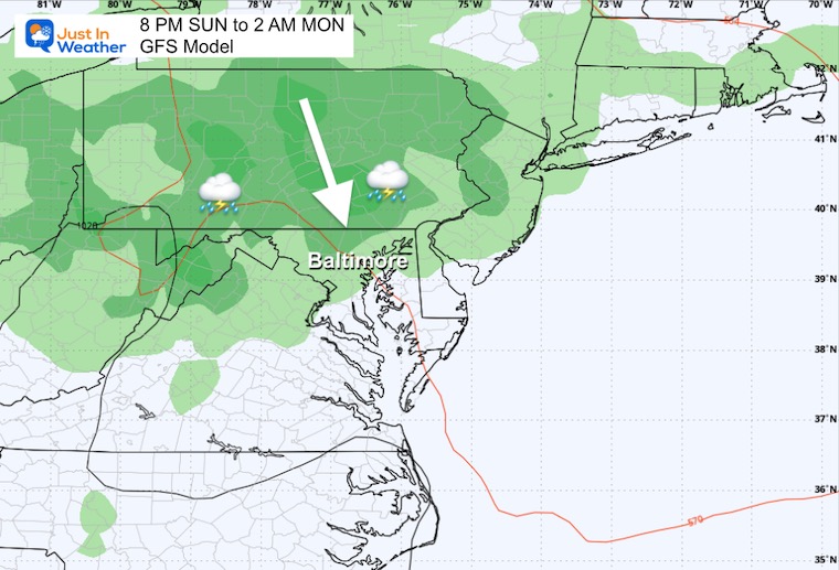 August 20 weather Sunday night