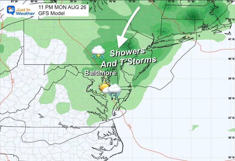 August 22 weather forecast rain storm Monday