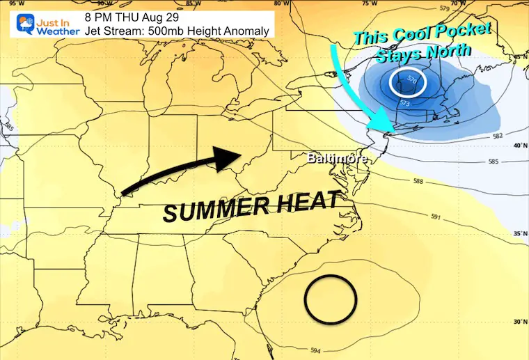 August 23 weather forecast jet stream summer heat