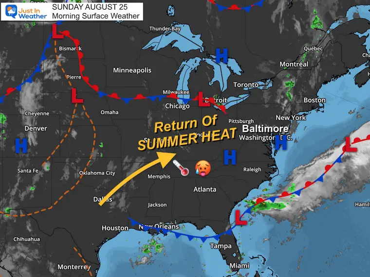 August 25 weather Sunday morning