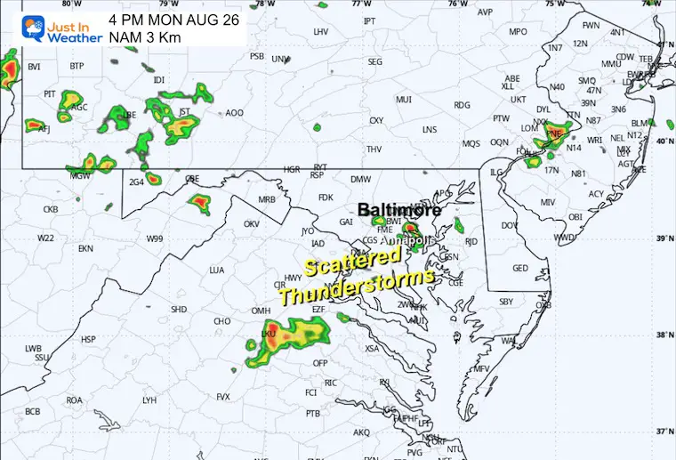 August 25 weather storm Monday afternoon radar 