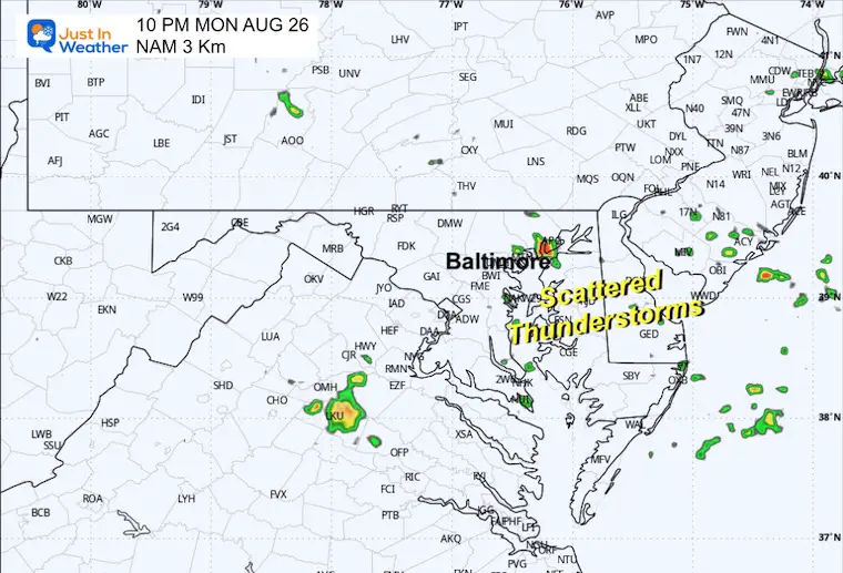 August 25 weather thunderstorm forecast Sunday night